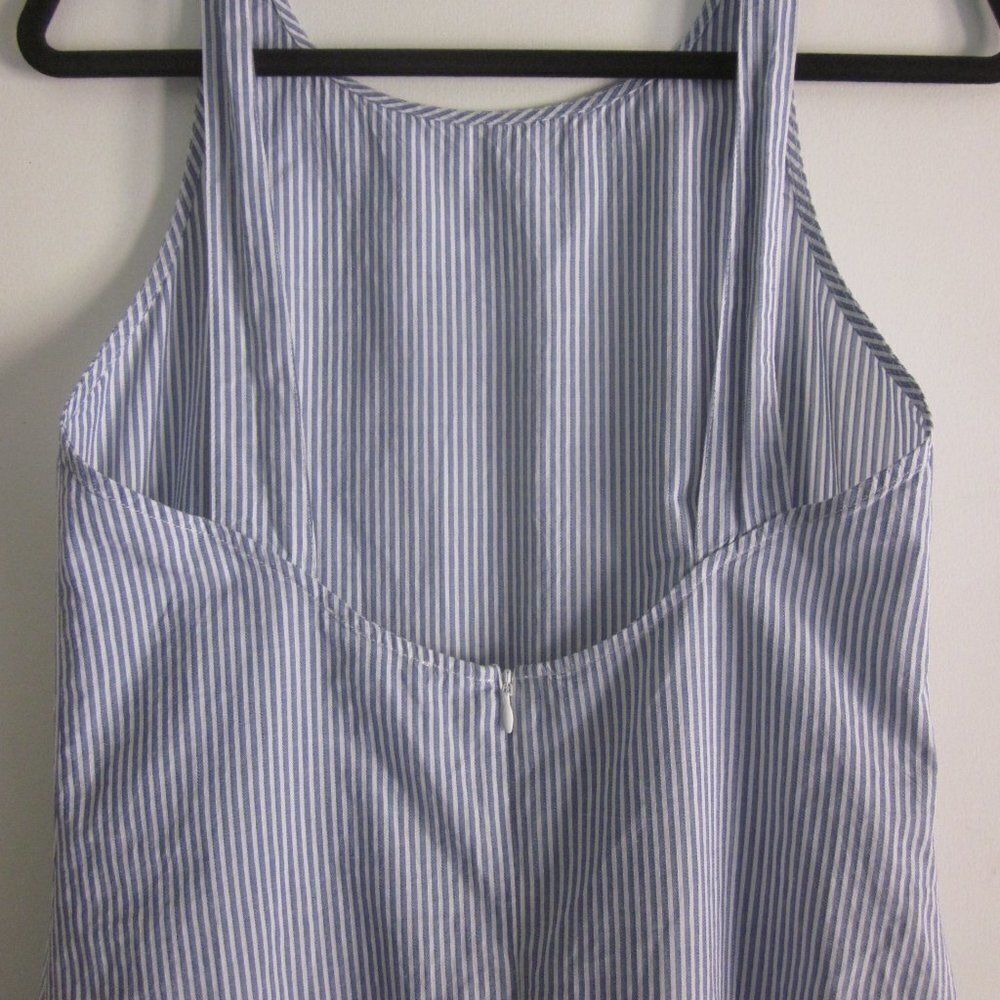 Mavi Size S Sustainable Cotton Summer Mini Dress with Tie Back in Blue Stripe - Picture 11 of 13